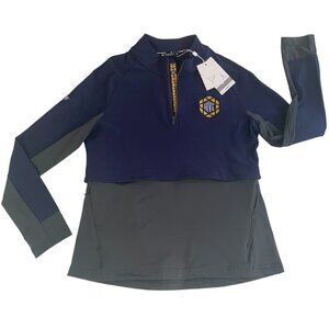 LevelWear Womens 1/4 Zip Performance Pullover Navy/Charcoal Mystic Med NWT